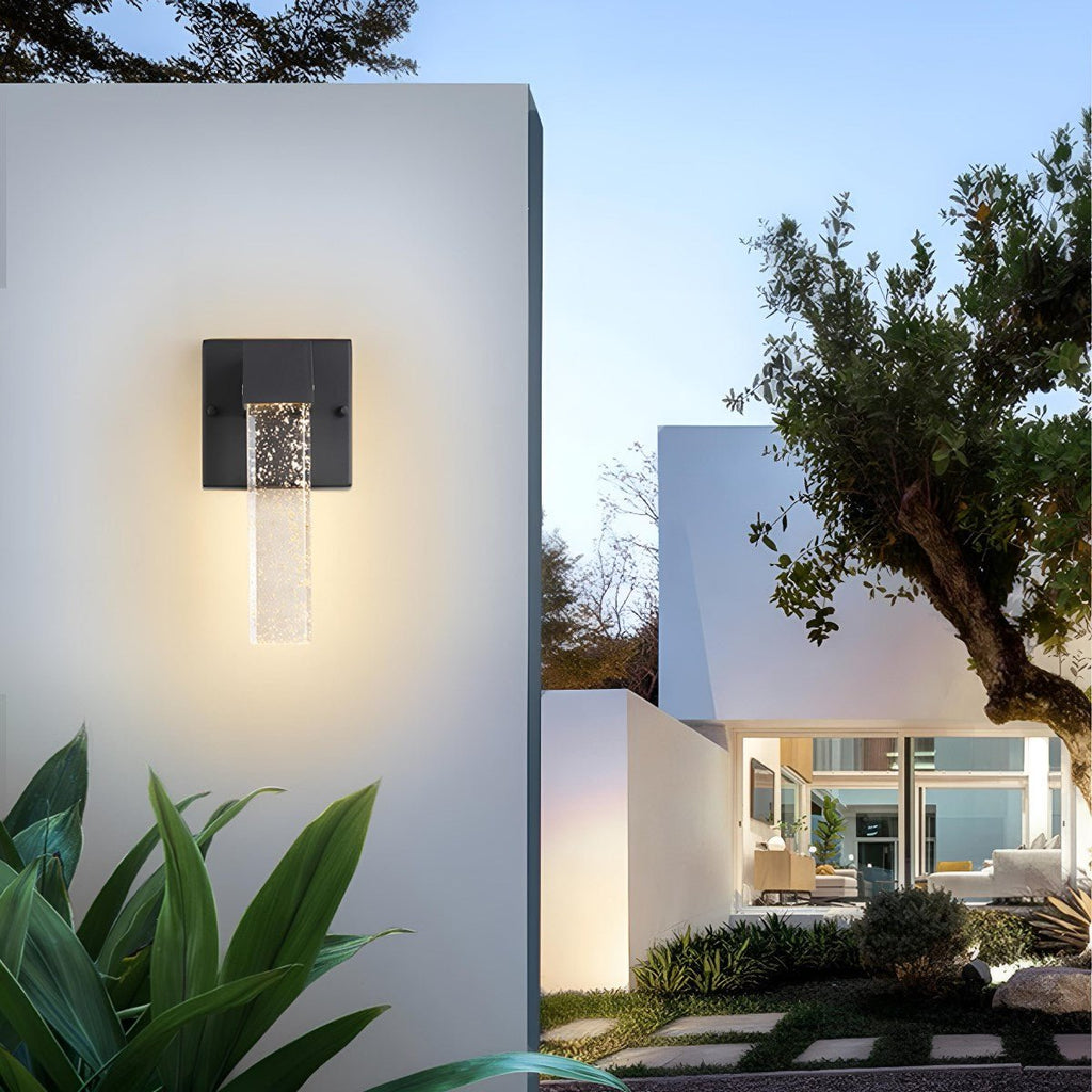 Modern Waterproof Square Long Strip Crystal LED Outdoor Wall Light