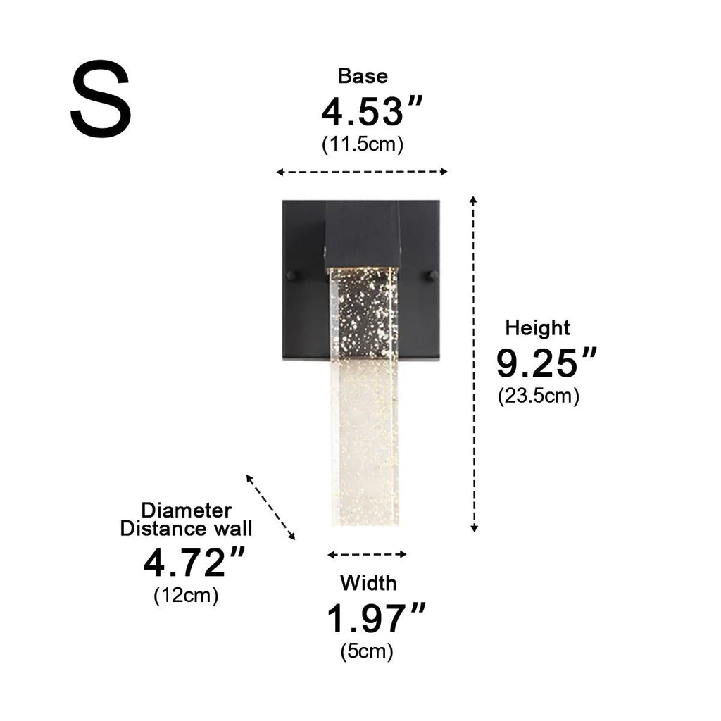 Modern Waterproof Square Long Strip Crystal LED Outdoor Wall Light