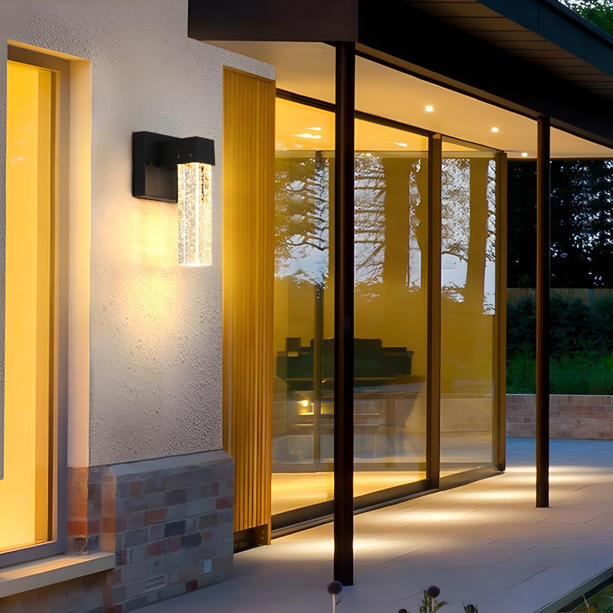 Modern Waterproof Square Long Strip Crystal LED Outdoor Wall Light