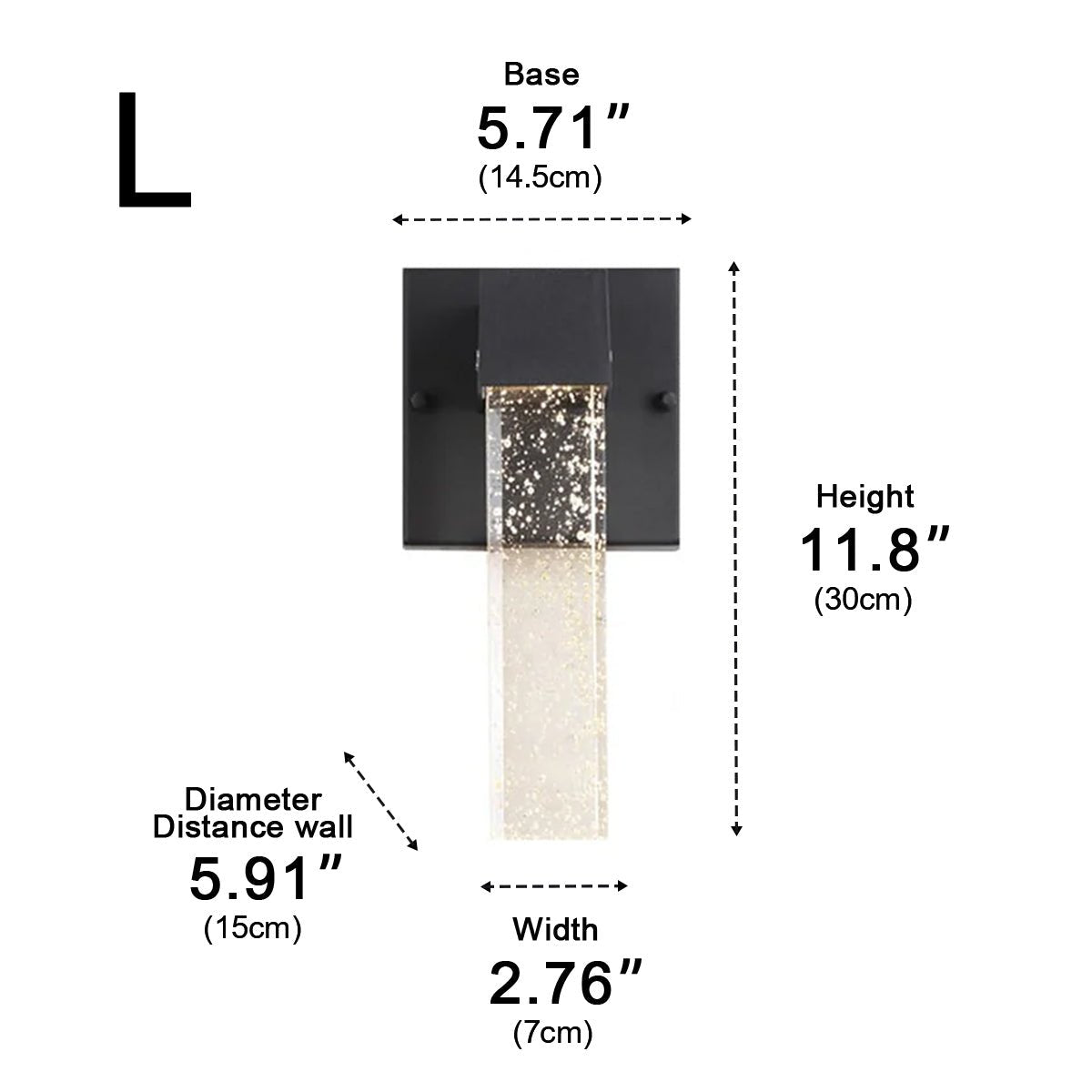 Modern Waterproof Square Long Strip Crystal LED Outdoor Wall Light