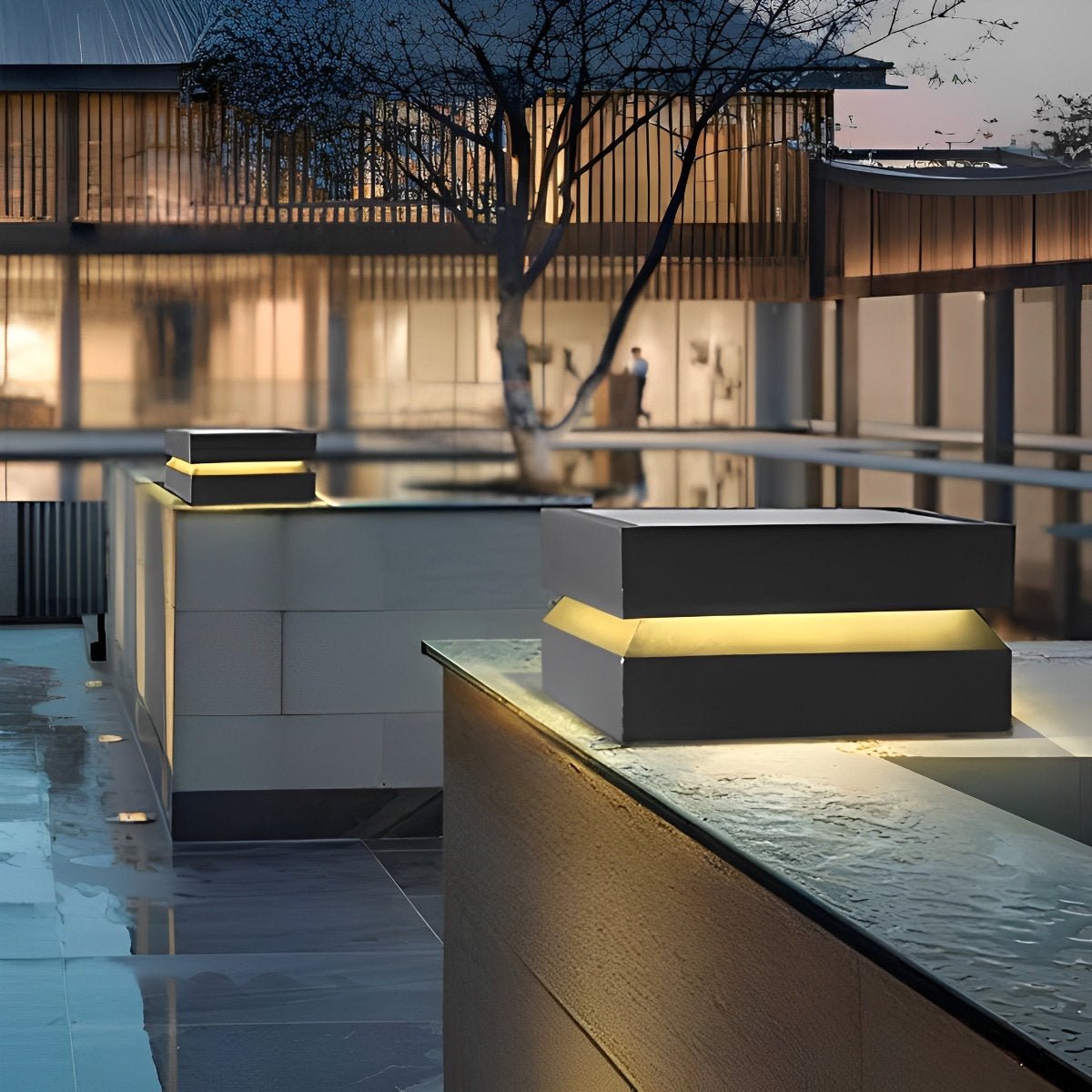 Square LED Waterproof Black Modern Post Caps Lights