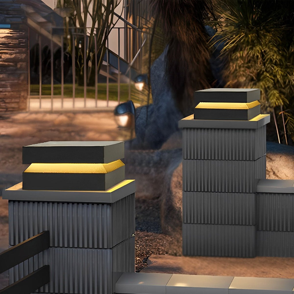 Square LED Waterproof Black Modern Post Caps Lights