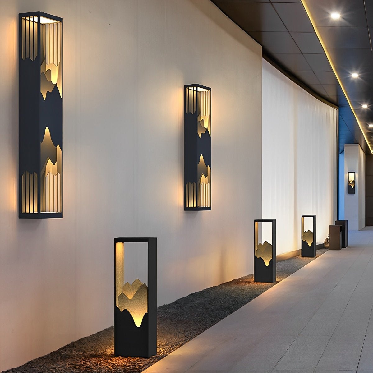 Waterproof Mountain Scenery Led Wall Sconce Garden Wall Light