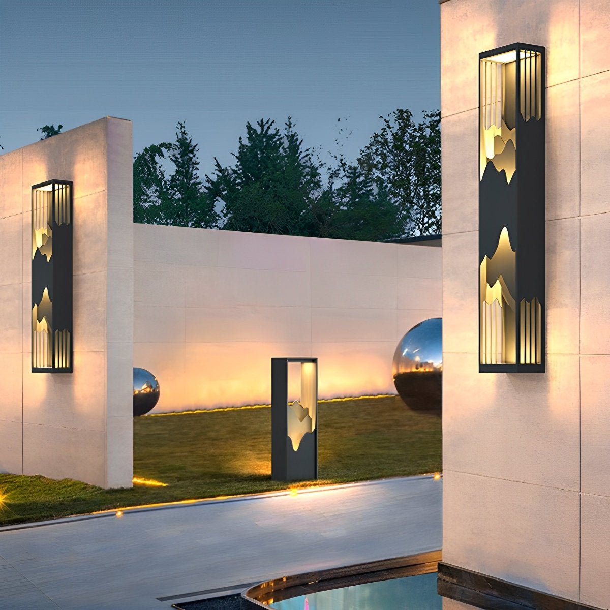 Waterproof Mountain Scenery Led Wall Sconce Garden Wall Light