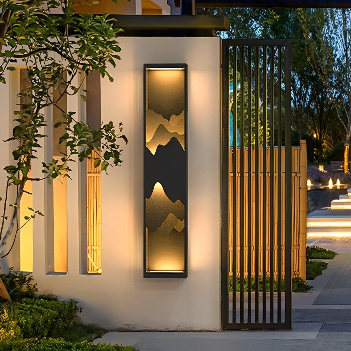 Waterproof Mountain Scenery Led Wall Sconce Garden Wall Light